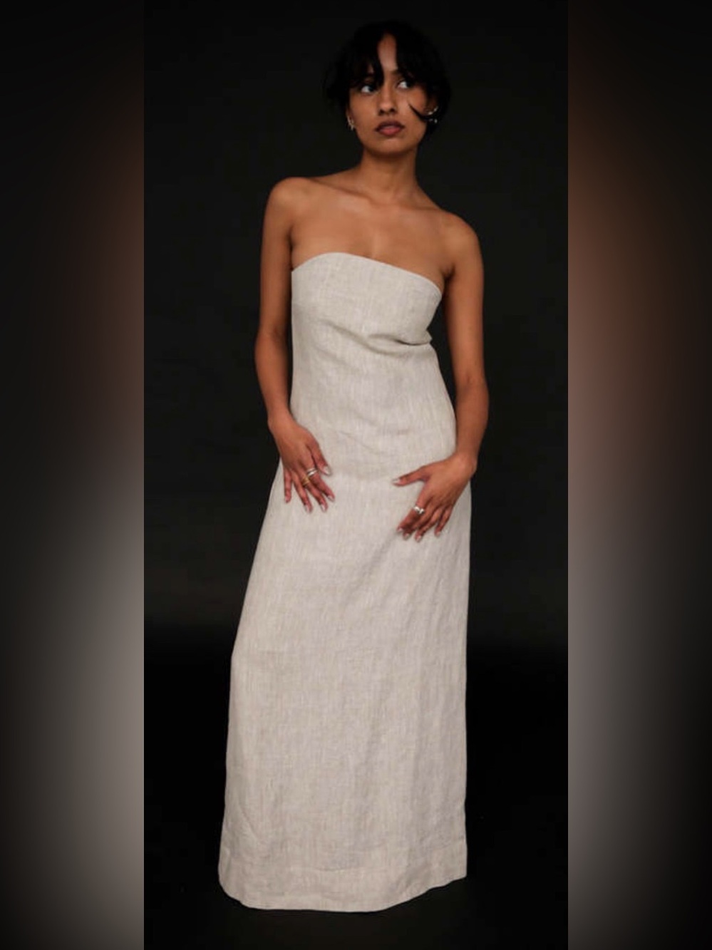 Alohas Strapless Dinka Natural Linen Maxi Dress